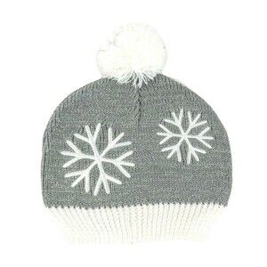 So'dorable Beanie Hat  Baby Infant 6-12 mo  Silver Snowflake Knit Pom-Pom  NWT